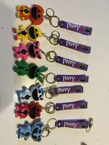 Poppy 캐릭터 러버 키링 7개 세트