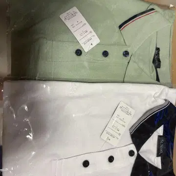 피케 셔츠 2종 세트 그린과 화이트