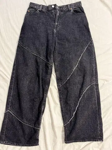JieDa 24aw DISTORTED DENIM PANTS BLACK