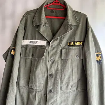 빈티지 밀리터리 자켓 USA 헤링본 M 13 스타 버튼
