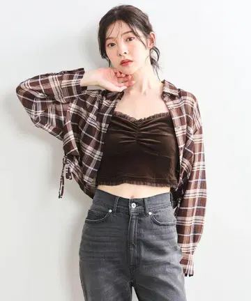 COCODEAL 사이드 리본 크롭 셔츠