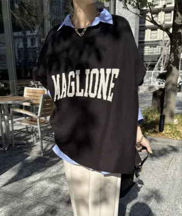 DouDou MAGLIONE 인터샤 로고 판초 니트