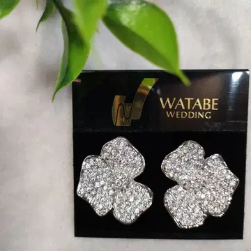 WATABE WEDDING 실버 플라워형 귀찌
