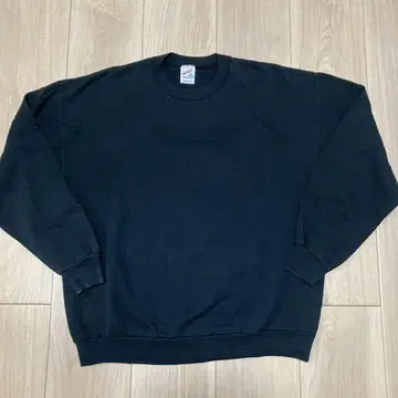90s USA JERZEES 무지 맨투맨 블랙 세트인 크롭 기장