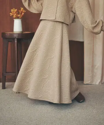 퀼팅 플레어 롱 스커트