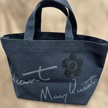 Mary Quant 블랙 토트백 꽃 모티브