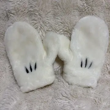 미키 디즈니 퍼 장갑 화이트