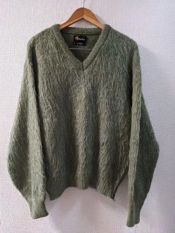 극상 털길이 60s 모헤어 니트 그린 빈티지