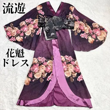 류유 Ryuyu 오이란 드레스 장미 퍼플 일본풍 드레스 원피스