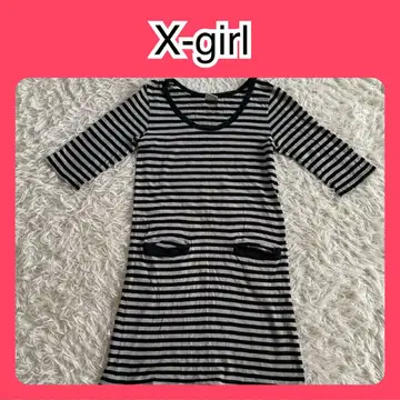 X-girl 보더 롱 긴팔 원피스