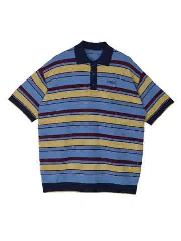 MULTI BORDER LOGO KNIT POLO TOP