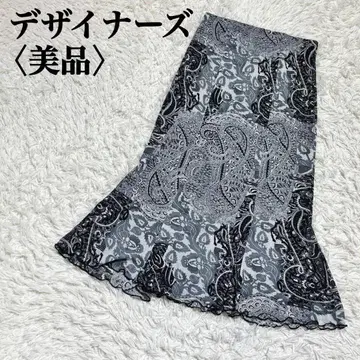 [ 새상품급 ] 디자이너 롱 스커트 허리밴딩 올 패턴 페이즐리 무늬