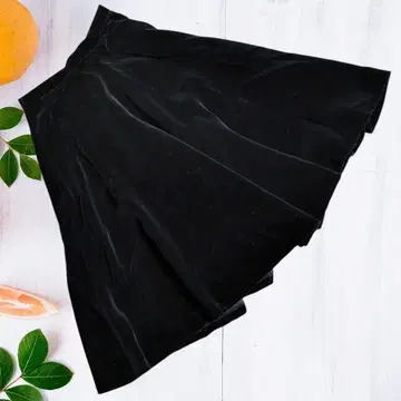 플레어 스커트 무릎 기장 벨로아 벨벳 포멀 레이온 S 구제 의류