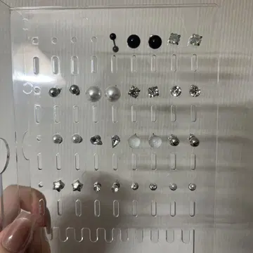 스터드 귀걸이 세트 클리어 실버 블랙