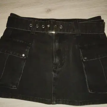 andwang 데님 카고 미니 스커트 벨트