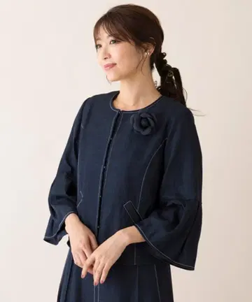 미사용 로즈 티아라 빅 사이즈 42 어른 데님 플레어 슬리브 자켓