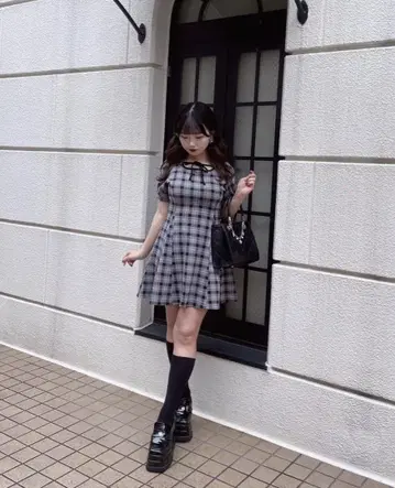 evelyn 반팔 체크 핏 OP
