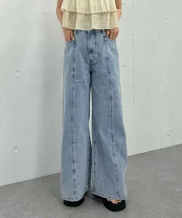 archives 리본 자수 와이드 데님