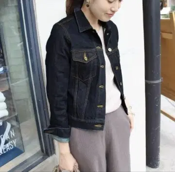 슬로브 이에나 셀비치 데님 블루종 데님 자켓