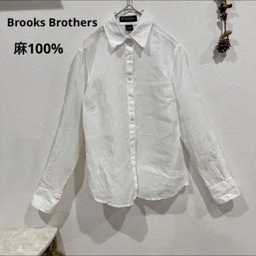 Brooks Brothers 린넨 셔츠 린넨 100% 긴팔 셔츠 화이트