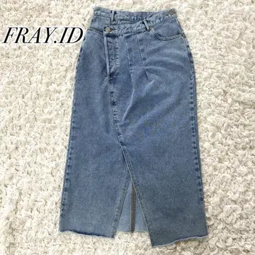 FRAY I.D 라이트 블루 리메이크 랩 스커트풍 데님 스커트