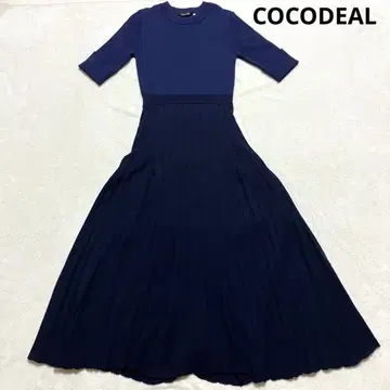 [ COCODEAL ] 네이비 니트 롱 원피스 7부 소매