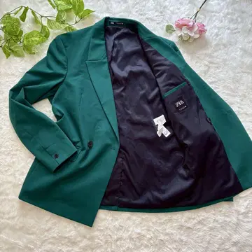ZARA 자라 더블 테일러드 자켓 그린 사이즈 50 빅사이즈
