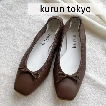 kurun tokyo 스퀘어 브라운 발레 슈즈 쿠룬 24.5
