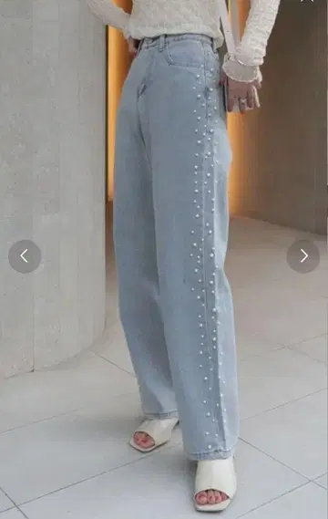 사이드 펄 데님 팬츠