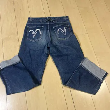 90s 00s 부트 신치 벨트 데님 빨간색 귀(에비수풍)