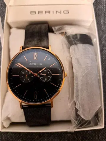 BERING 아날로그 쿼츠 손목시계 블랙/골드