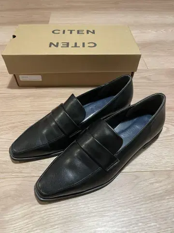 CITEN 블랙 비닐 가죽 로퍼