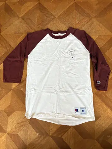 Suchmos Champion 래글런 티셔츠 M 화이트/버건디
