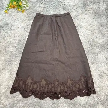 레리안 밑단 레이스 스커트 [ M ] 9 브라운 롱 A라인 울 일본제