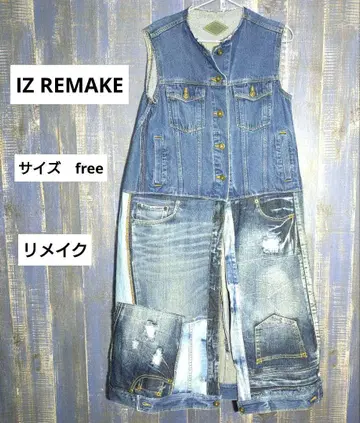 IZ REMAKE 데님 리메이크 슬리브리스 원피스 패치워크