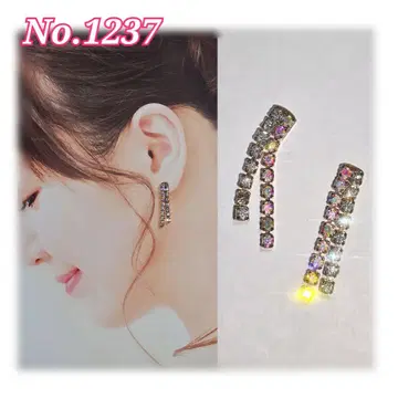 [ 1237 ] 다색 크리스탈 스트레이트 라인 귀걸이