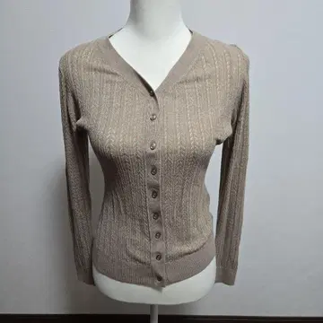 HeartCloset S 베이지 리브 가디건