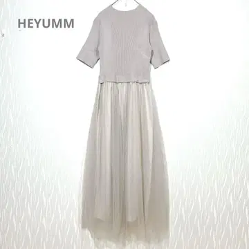 HEYUMM 니트 x 튤 도킹 원피스 프리 사이즈