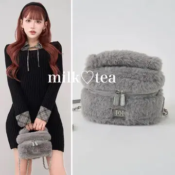 택 포함 새상품 다리치 인조 모피 숄더 미니백 그레이