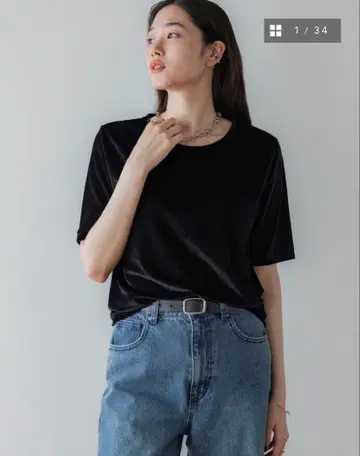 crewre 시어 벨로아 크루넥 T 블랙 2