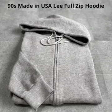 90s USA제 Lee 풀 집업 후드티 숏 기장 그레이 빈티지
