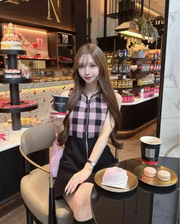 루미뇽 Lumignon 체크 미니 원피스 핑크