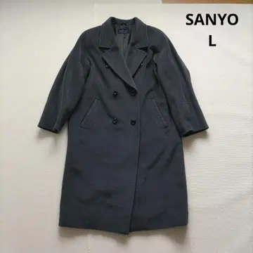 SANYO 코트 울 100% 그레이 L 깔끔 여성용