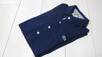 LACOSTE 네이비 피케 셔츠 슬림핏 하프 슬리브 소매 사이즈 3