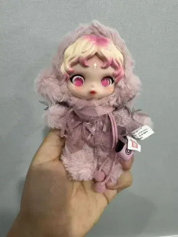 후드 부착 핑크 봉제 인형