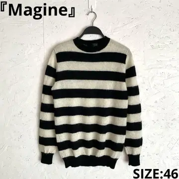 모헤어 혼방 Magine 모헤어 보더 니트 크루넥 니트 긴팔 46