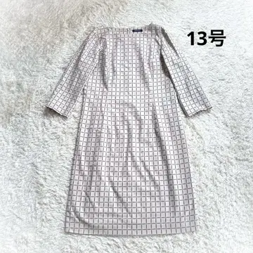 새상품급 뉴요커 7부 소매 원피스 13호 빅 사이즈 베이지 체크