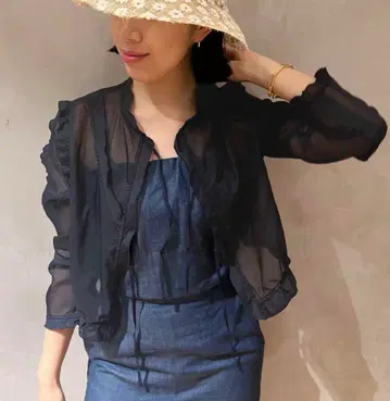 최종 가격 IENA La Boucle 시스루 블라우스 네이비