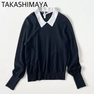 레어 디자인 TAKASHIMAYA 워셔블 캐시미어 니트 바이컬러