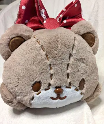 곰 모양 봉제 인형 (산리오) 빨간색 리본 포함